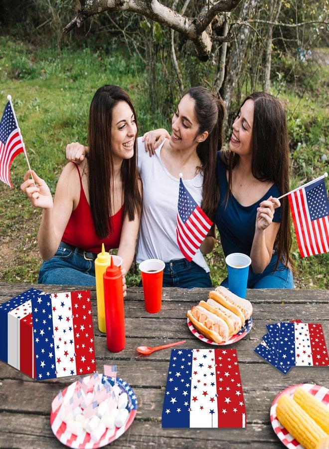 Merriva 50 Count Red White Blue Star Paper Napkins, Patriotic Disposable Cocktail Napkins for 4th of July, Memorial Day, Veterans Day, Labor Day, and American Flag Party Decorations - Image 4
